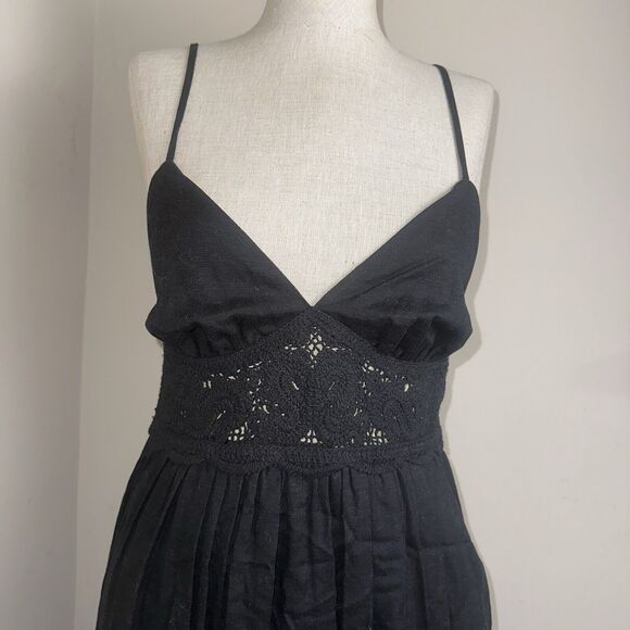 NEW Jason Wu Black Crochet Maxi Dress Boho Beach Vacation Linen Blend Sz XS - Picture 4 of 12